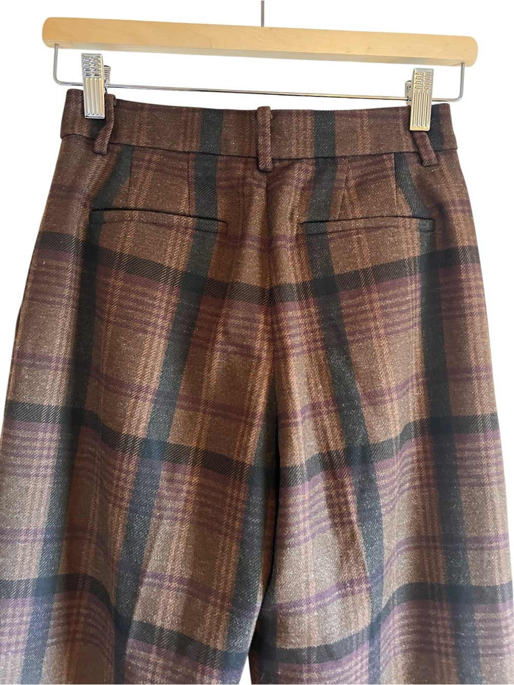 Babaton Nightscape pleated wool blend plaid pants size 2 excellent condition - Picture 7 of 12